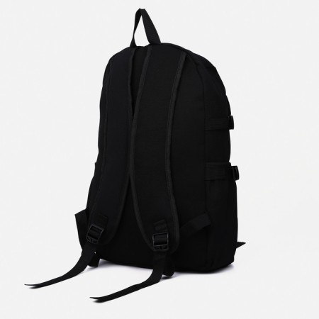 Youth backpack from textiles, 2 pockets, black color-1