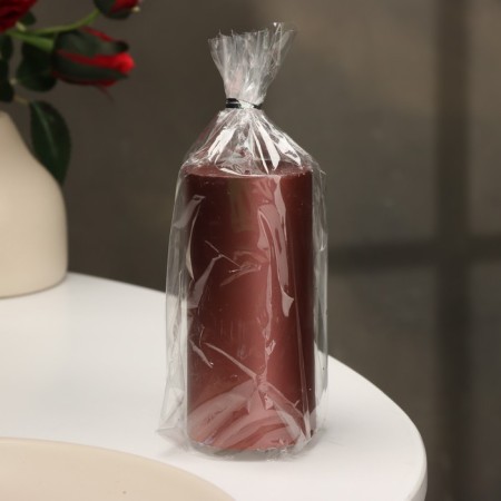 Candle-cylinder smooth, 5x10 cm, wine, metallic, 6 hours-2