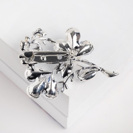 Brooch "Flower" Trilister, blue color in silver-1