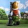 Garden figure "Dwarf with a bottle of a pillar" 70x46cm