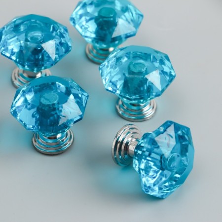 Handle for the casket Metal "Crystal blue-green" silver 2.6x2.6x2.4 cm