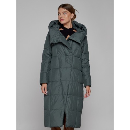 Coat insulated winter female, size 42, dark green color-7