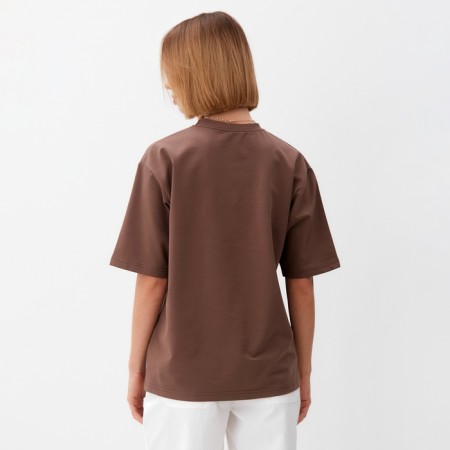 T -shirt female plain Minaku: One Most Brand Brown color, size 52-4