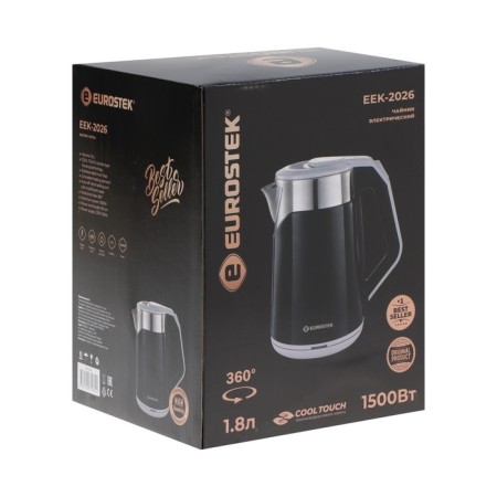 Electric kettle eurostek eek-2026, plastic, fire, 1.8 l, 1500 watts, black-7
