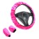 Braid on the steering wheel, checkpoint cover, handbrake cover, multi -size, pink, set 3 pcs