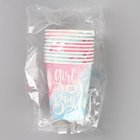 Gender Pati. A single -single -paper glass “girl or boy”, 250 ml-3