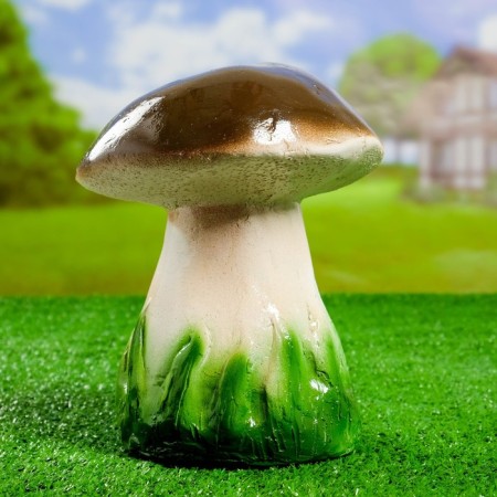 Garden figure "White mushroom with grass" 22cm-1