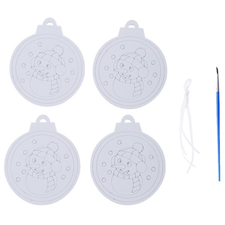Christmas tree decoration for painting "Veselchak" 4 pcs., Brush-1