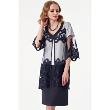 Female dress, size 42, blue, white color