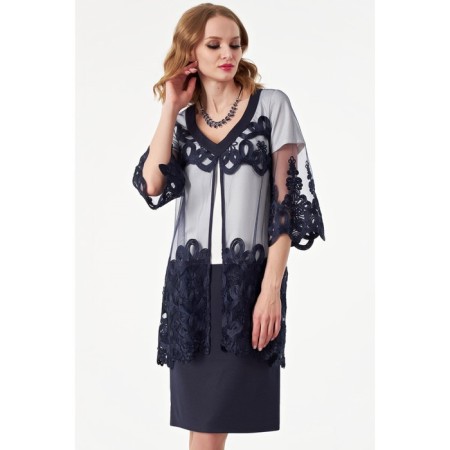 Female dress, size 42, blue, white color