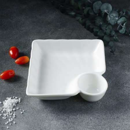 Porcelain dish with magistro blanche sauce, saucepan 60 ml, 18.5 × 17.5 × 4 cm, white color-8