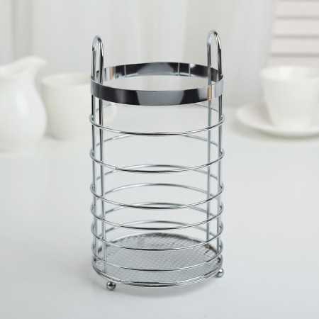 Drywall for cutlery shares, 11 × 11 × 20 cm, chromium color