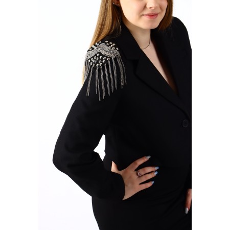 Brooch "Epipol" chains, white-black color in silver-3