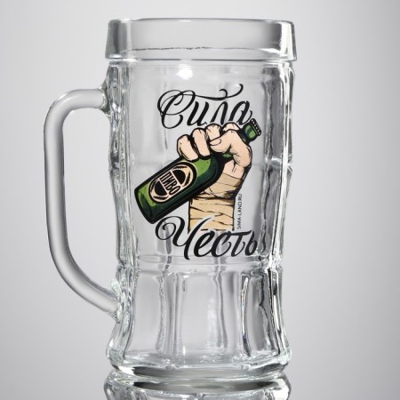 Glass beer mug "strength, honor", 500 ml-1