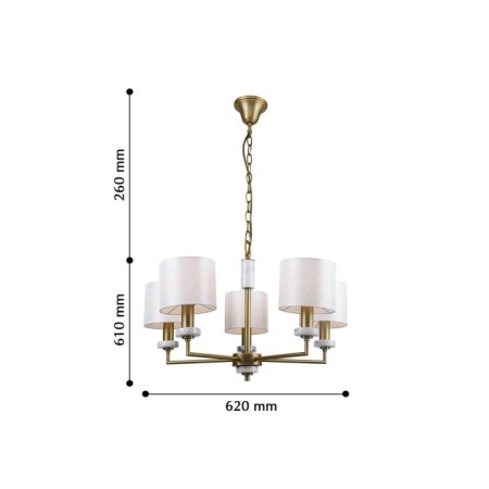 Marbella chandelier, 5x40W E14, brass color-3