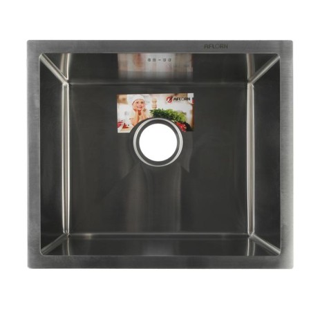 Kitchen sink Aflorn Af95043, Sredal, S = 3.0 and 0.8 mm, 50x43x20 cm, siphon, satin