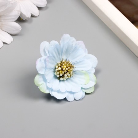 Budon on the leg for decoration "Multilayer chamomile Blue" 6x6 cm-1