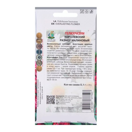 Seeds of flowers Helichrizum royal size raspberry, 0.1 gr-1