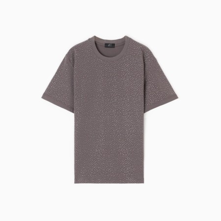 Women's T-shirt with rhinestones Mist, gray, r.-r. S.