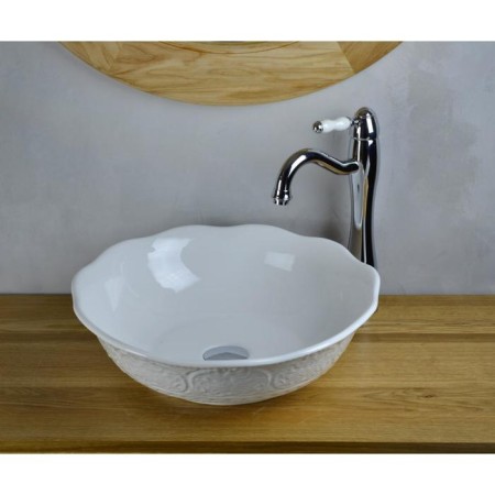 Bronze de Luxe 2421, D = 440 mm shell, without a hole for the mixer, white glossy-3