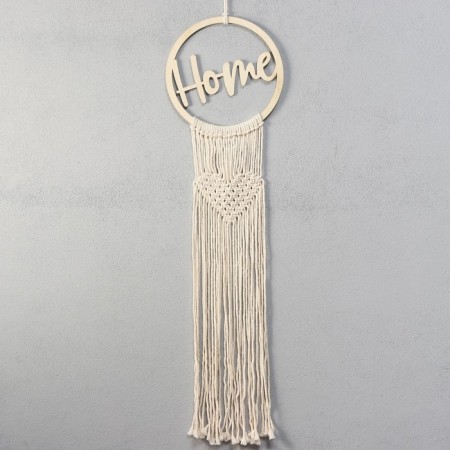 Panel Wall Macrame technique "Heart Home" 80x22 cm