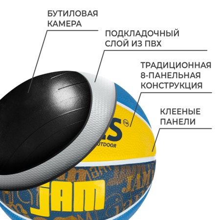 Basketball ball Torres Jam, B02047, rubber, glued, 8 panels, p. 7-2