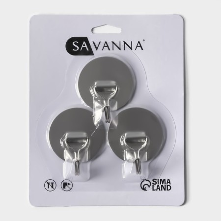 Set of metal self -adhesive hooks Savanna Chrome Loft Moving, 3 pcs, 2 × 4.5 cm-4