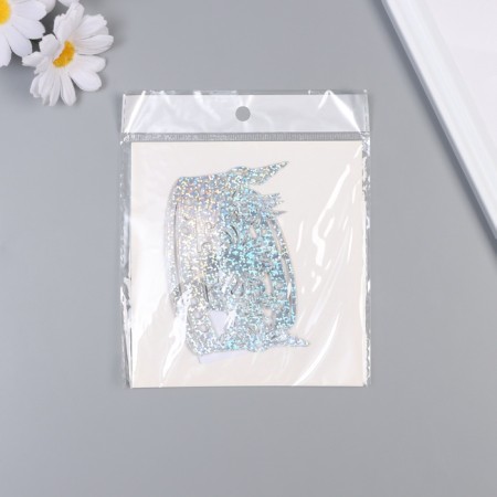 Stick paper, plastic "Tiara" holography silver set 12 pcs 3 sizes-2