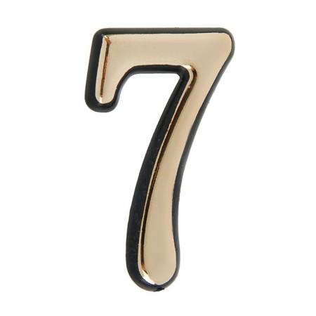 Door number "7", plastic, gold color