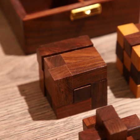 Puzzles in the box (set 4 pcs) 12x13x6 cm, wooden wood-7