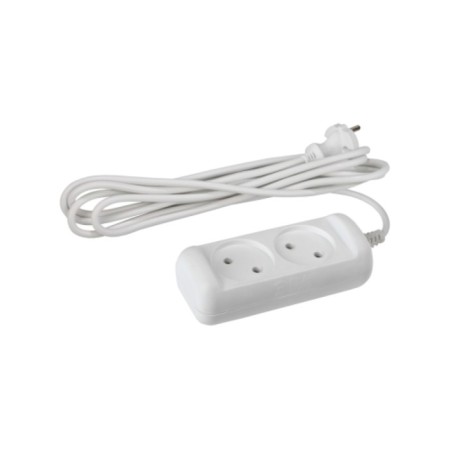 Extension cord electric era UX-2-3M without grounding 2 outlet 3 m, PVS 2x0.75mm2 6a white