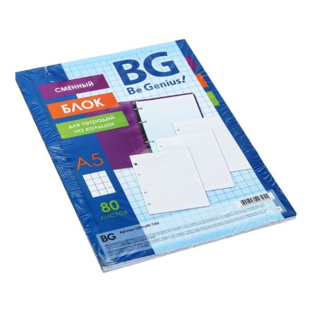 Smooth block for notebooks on rings A5, 80 sheets in a cage, white, 60 g/m2-1