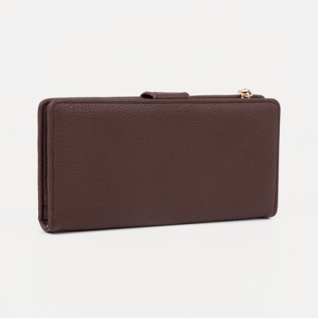 Women's wallet on the button, brown color-1