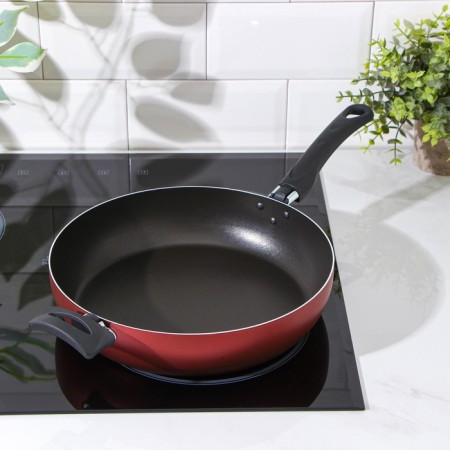 Flot Dilan Promo, D = 28 cm, plastic handle, anti -stick coating, burgundy color-5