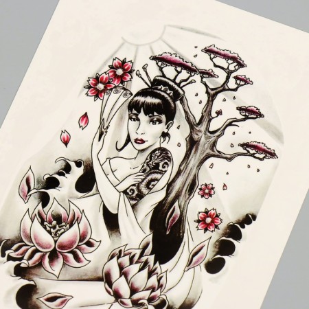 Tattoo on the body color "Lady Sakura" 26.1x14.6 cm-3