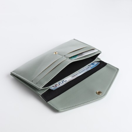 Women's wallet on the button, green color-3