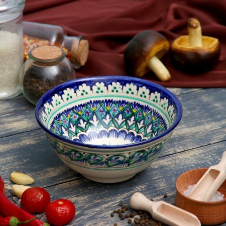 Rishtan ceramics "patterns" 15.5 cm, medium, blue mix