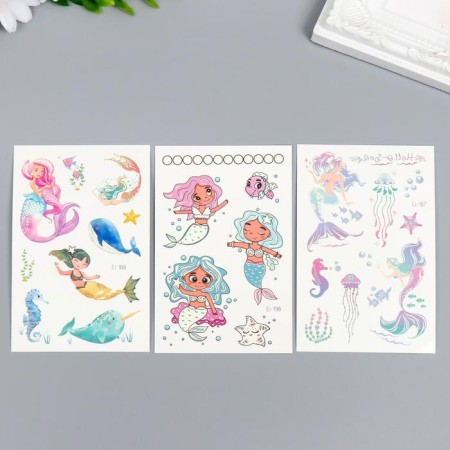 Tattoo on the body phosphorus "Mermaids" mix 12x7.5 cm-1