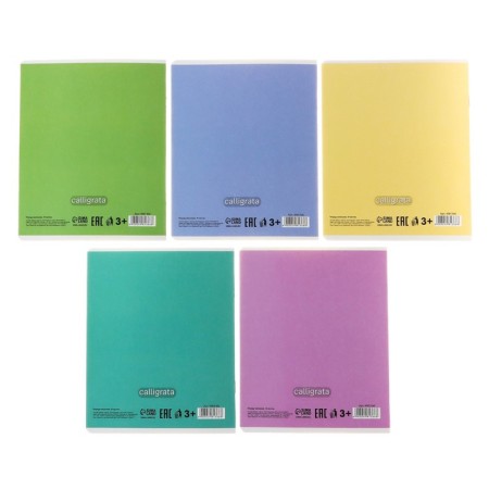 Notebook of 18 sheets in Calligrata "Five", cover coated cardboard, OFSET block, white 95%, mix-7