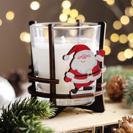 Aromatic candle in a glass on the stand "Santa Claus", 10x9.5x9 cm, mint