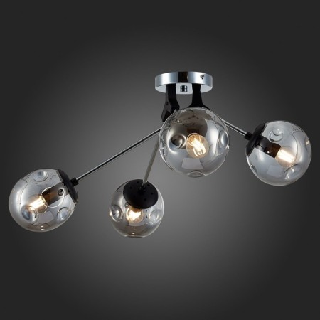 Ceiling EVOLUCE lamp. Sle106002-04. Marea. 4x40 watts, E14, 60x60x29 cm, chrome color, black-2