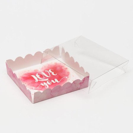 Box for cookies with PVC lid, "love", 12 x 12 x 3 cm-2