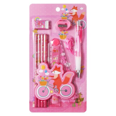 Cleaning Callire Calligrata 9 items, 4 chernographic pencils, sharpener, eraser, ruler, handle, nozzle, pink