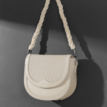 Handle for a bag, rope, 60 × 1.5 cm, with carbines, cream/silver color-3