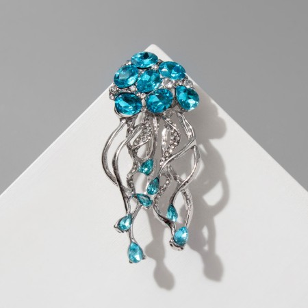 Brooch "Medusa", white-blue color