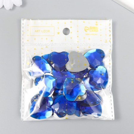 Decor for creativity plastic "Rhinestones heart. Bright blue" set of 30 pcs 2.5x2.5 cm-3