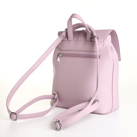 City backpack of artificial leather with lightning, pink color-3