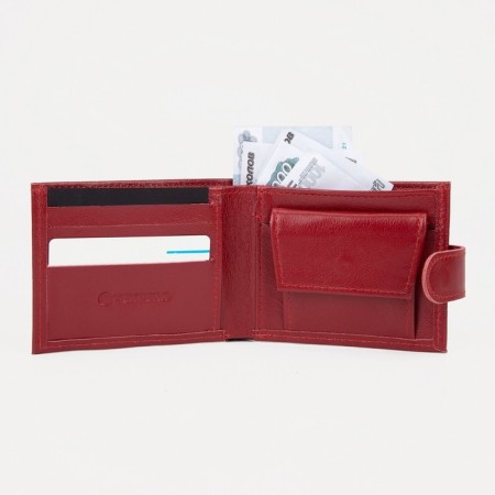 Women's wallet on the Textura button, red color-4