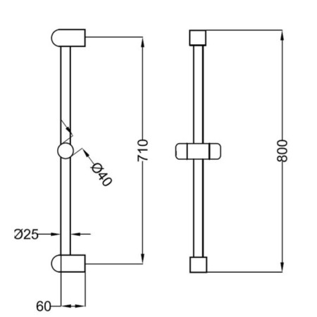 Shower stand zipponi polo, l = 800 mm, without accessories, color chromium-1