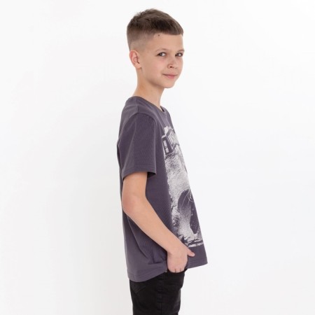 T-shirt for a boy, gray color, height 134-140 cm-1